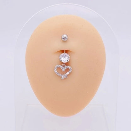 1 Piece Fashion Star Heart Shape Butterfly Stainless Steel Inlay Zircon Belly Ring