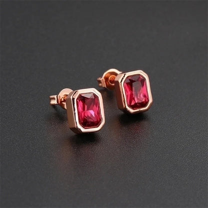1 Pair Ig Style Minimalist Rectangle Plating Inlay Brass Zircon Rose Gold Plated White Gold Plated Ear Studs