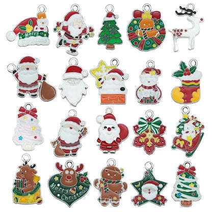1 Piece 20 PCS/Package 17x14mm 23x18mm 23x23mm Alloy Christmas Tree Santa Claus Gingerbread Pendant Jewelry Accessories