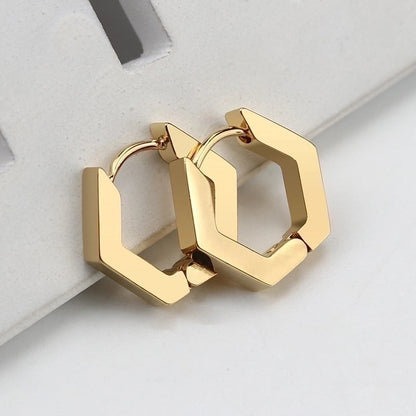 1 Pair Minimalist Triangle Hexagon Plating 304 Stainless Steel 18K Gold Plated Stainless Steel Earrings