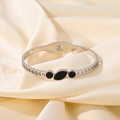 Elegant Romantic Solid Color Titanium Steel Rhinestones Bangle In Bulk