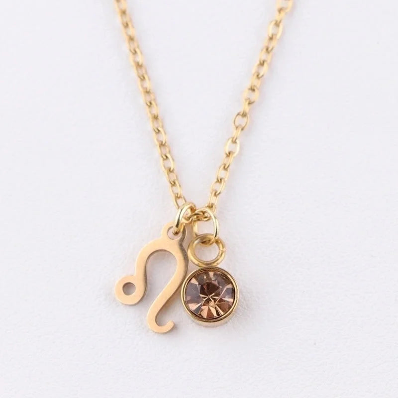 IG Style Beach Commute Constellation 304 Stainless Steel Rhinestones 18K Gold Plated Inlay Pendant Necklace