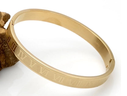 Fashion Number 304 Stainless Steel 18K Gold Plated No Inlay Bangle In Bulk