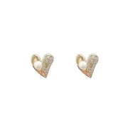 Sweet Heart Shape Bow Knot Copper Inlay Rhinestones Earrings 1 Pair