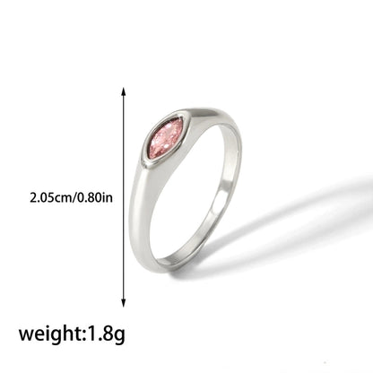 304 Stainless Steel Casual Korean Style Plating Inlay Round Zircon Rings