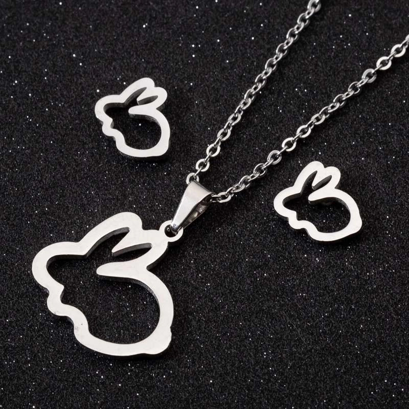 Minimalist Geometric Leaf Heart Shape Stainless Steel Plating Earrings Necklace 1 Set
