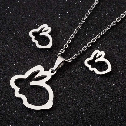 Minimalist Geometric Leaf Heart Shape Stainless Steel Plating Earrings Necklace 1 Set