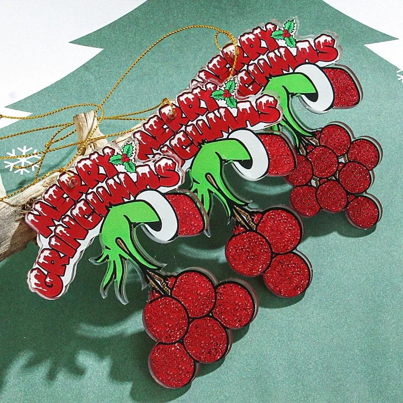 Cute Grinch Arylic Christmas Bag Pendant