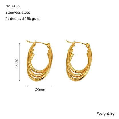 1 Pair Minimalist Classic Style Solid Color 304 Stainless Steel 18K Gold Plated Earrings Ear Studs