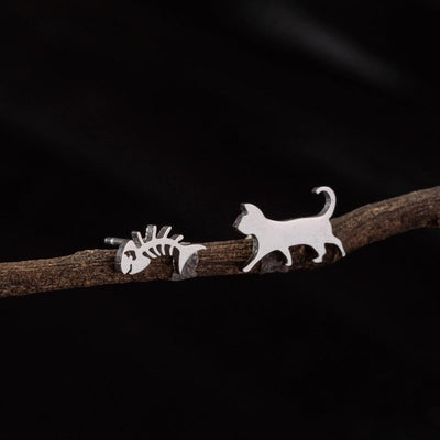 1 Pair Cute Minimalist Dog Cat Flower Polishing Hollow Out 304 Stainless Steel 18K Gold Plated Ear Studs