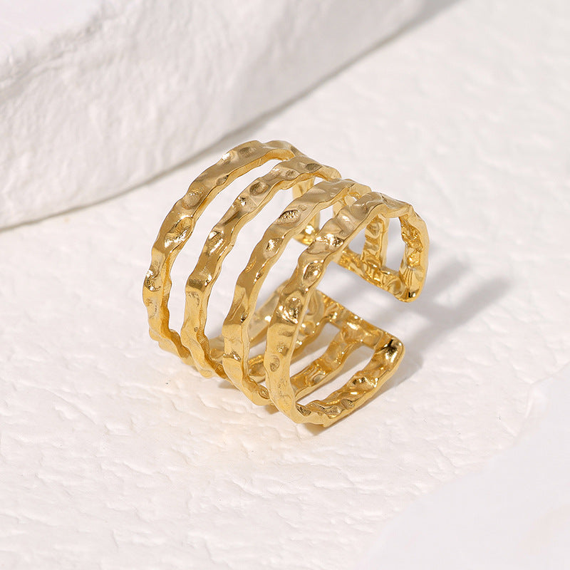 Open Ring Minimalist Stripe Geometric Stainless Steel Electroplating Rings