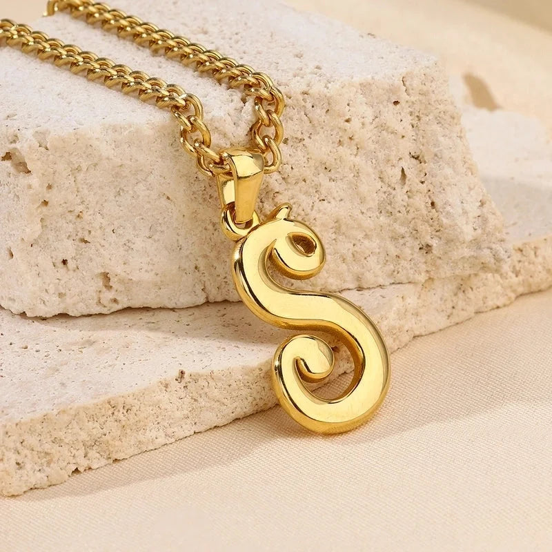 Casual Minimalist Letter 304 Stainless Steel 18K Gold Plated Pendant Necklace