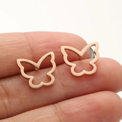1 Pair Casual Minimalist Butterfly Umbrella Snowflake Asymmetrical Plating Hollow Out 304 Stainless Steel 18K Gold Plated Ear Studs