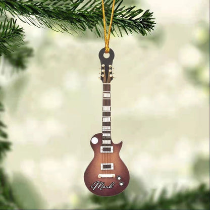 Cross-border Creative Personalized Pendant Christmas Decoration Guitar Lovers Acrylic Flat Car Rearview Mirror Pendant Ornaments
