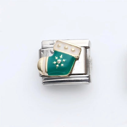 1 Piece 9*10mm 201 Stainless Steel Christmas Tree Santa Claus Christmas Socks Jewelry Accessories