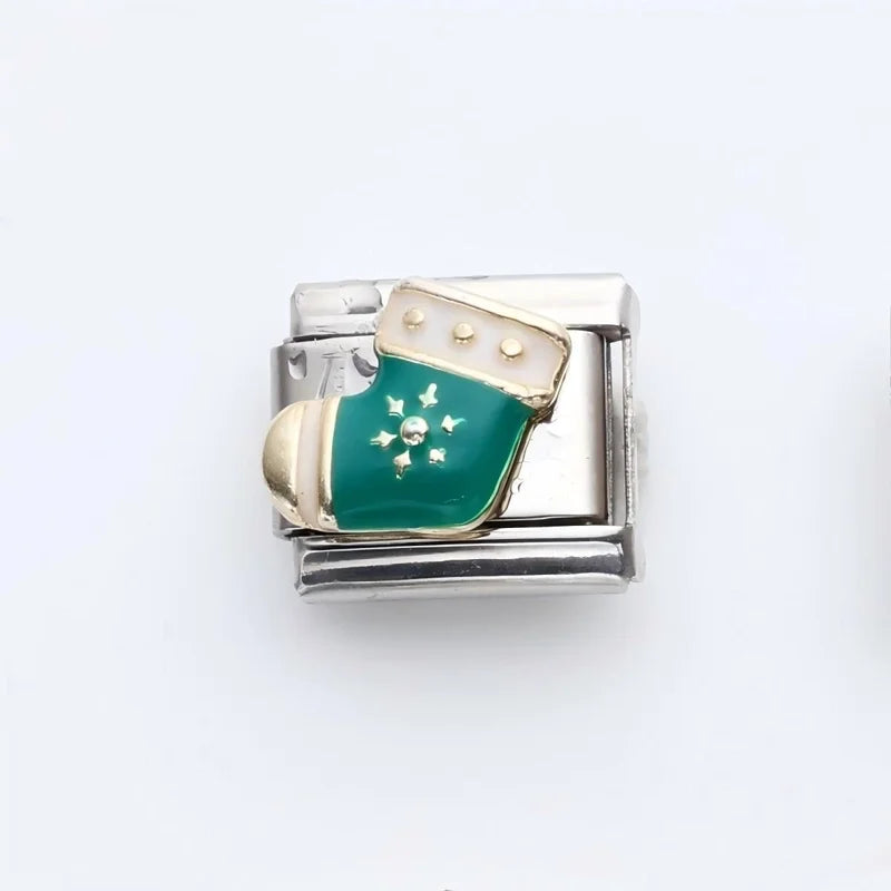 1 Piece 9*10mm 201 Stainless Steel Christmas Tree Santa Claus Christmas Socks Jewelry Accessories