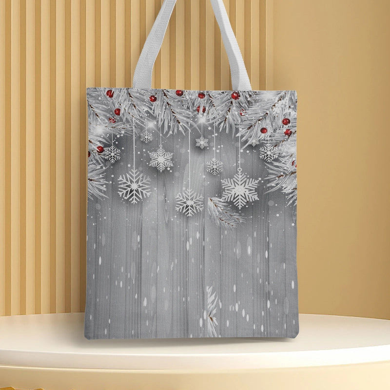 Christmas Unisex Polyester Christmas House Christmas Tree Santa Claus Cute Square Open Handbag