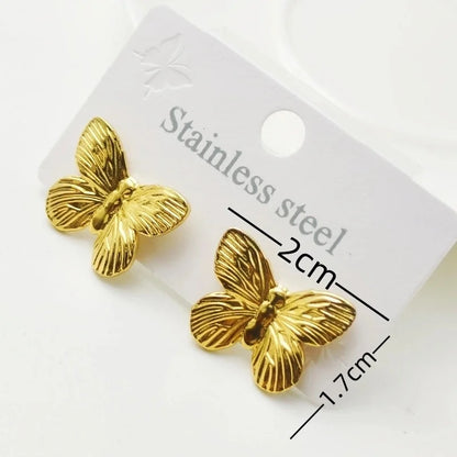 1 Pair Elegant Butterfly Bow Knot 304 Stainless Steel 18K Gold Plated Ear Studs
