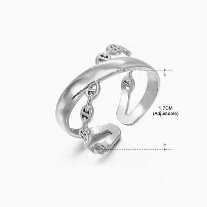3 Pieces Basic Classic Style Geometric Leaf Stainless Steel Plating Open Rings