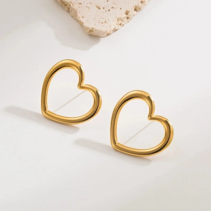1 Pair Casual Modern Style Minimalist Geometric Heart Shape 304 Stainless Steel 18K Gold Plated Ear Studs