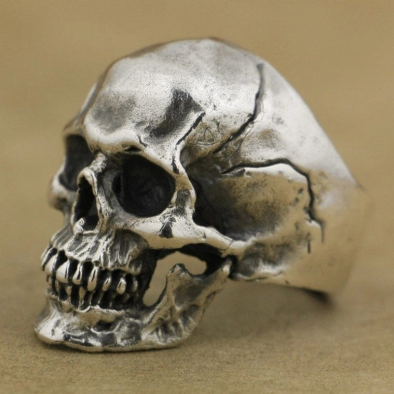 Halloween New Skull Ring Vintage Crack Ghost Ring Rock Set Ruby Men's Ring