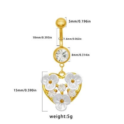 1 Piece Belly Rings Sexy Classic Style Star Heart Shape Butterfly 316L Stainless Steel Alloy Inlay Resin Rhinestones Glass Gold Plated