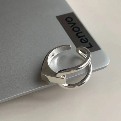 Minimalist Flower Rectangle Brass Plating White Gold Plated Open Rings