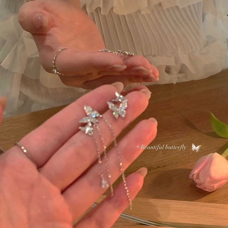 1 Pair Retro Heart Shape Bow Knot Inlay Silver Artificial Pearls Zircon Earrings