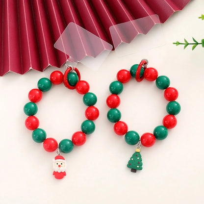 Cute Christmas Tree Santa Claus Plastic Beaded Christmas Mobile Phone Chain