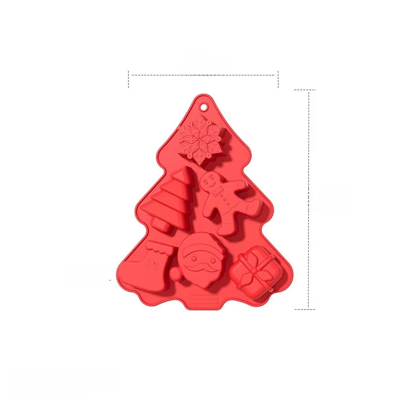 In Stock 6 Even Christmas Silicone Cake Mold DIY Household Kitchen Food Grade Baking Tools Manufacturers