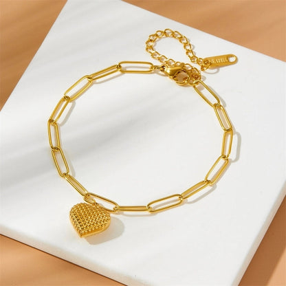 Minimalist Classic Style Heart Shape 304 Stainless Steel Stainless Steel Bracelets In Bulk