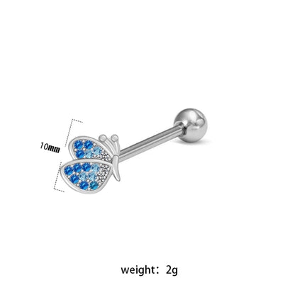 1 Piece Lip Rings Minimalist Classic Style Animal Fruit Snowflake 316L Stainless Steel Rhinestone Titanium Steel Plating Inlay Rhinestones White Gold Plated Tongue Rings