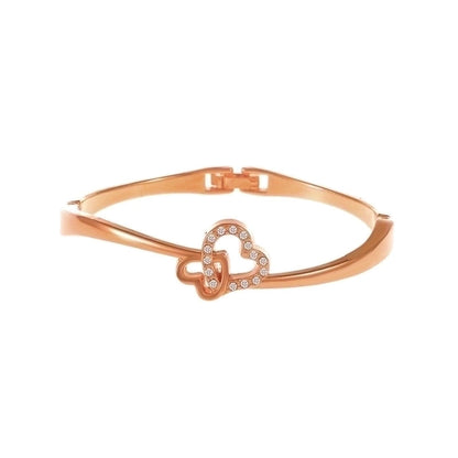 Alloy Gold Plated Silver Plated Fashion Plating Inlay Heart Shape Feather Bow Knot Bangle