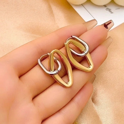 1 Pair Elegant Hip-Hop Vintage Style Geometric Oval Polishing Plating 304 Stainless Steel Titanium Steel Gold Plated Silver Plated Drop Earrings