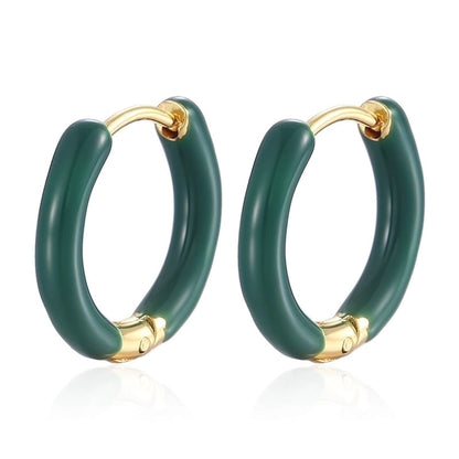 1 Pair Minimalist Circle Plating 304 Stainless Steel Silica Gel 18K Gold Plated Hoop Earrings