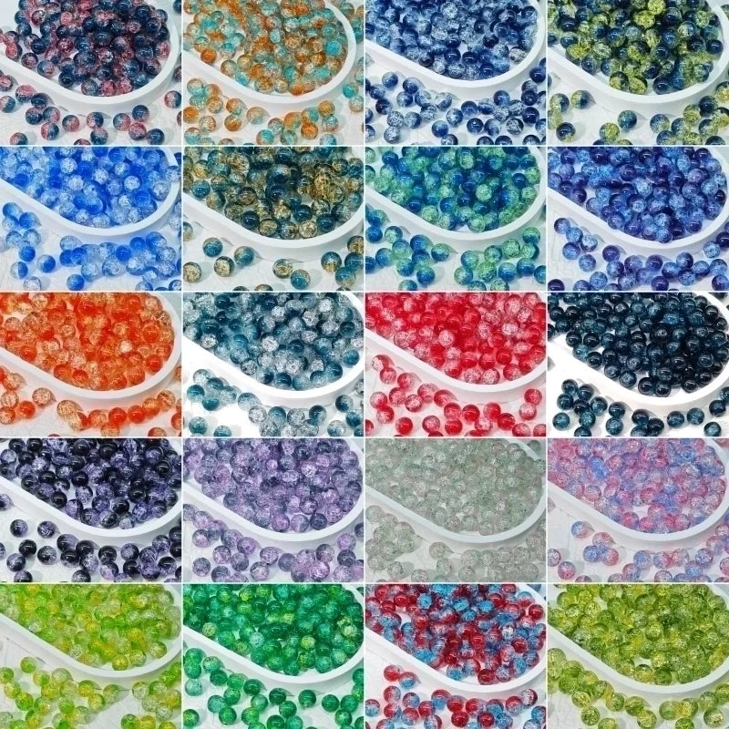 50 PCS/Package Diameter 10mm Diameter 8mm Glass Crackle Glass Beads Round Jewelry Accessories