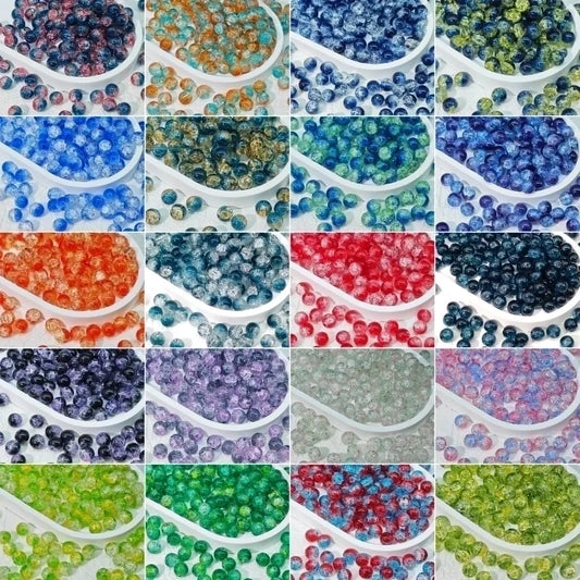 50 PCS/Package Diameter 10mm Diameter 8mm Glass Crackle Glass Beads Round Jewelry Accessories