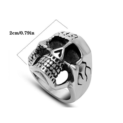 Retro Funny Punk Skull 304 Stainless Steel Polishing Halloween Men's Rings