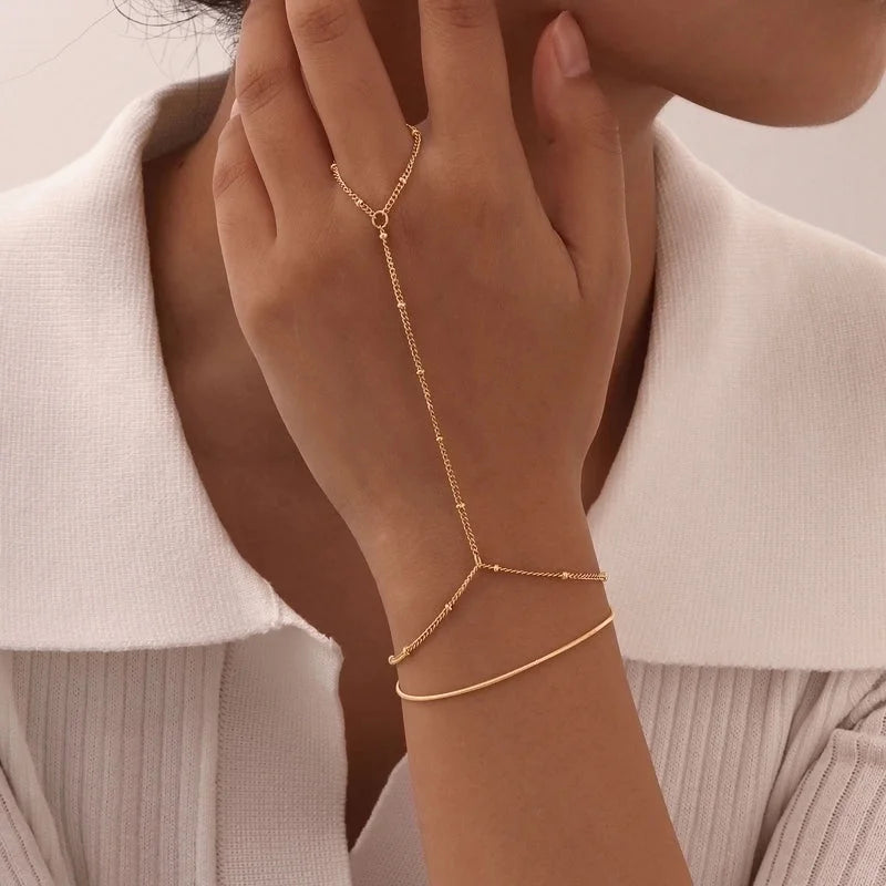 Vintage Style Minimalist Pearl 201 Stainless Steel Cable Chain Bracelets In Bulk