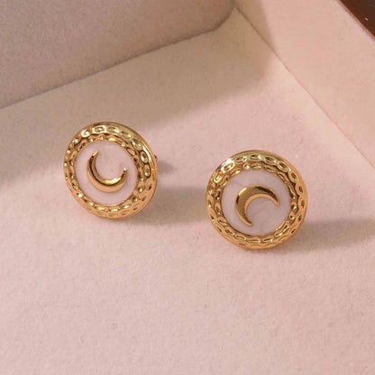 1 Pair Romantic Minimalist Classic Style Moon Plating 304 Stainless Steel Imitation Gold Ear Studs