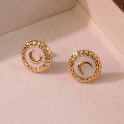 1 Pair Romantic Minimalist Classic Style Moon Plating 304 Stainless Steel Imitation Gold Ear Studs