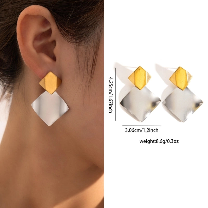 1 Pair Retro Minimalist Geometric Plating Titanium Steel Drop Earrings Ear Studs