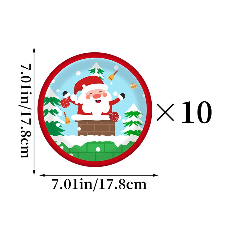 Christmas Cartoon Style Cute Christmas Tree Santa Claus Elk Party Festival Tableware