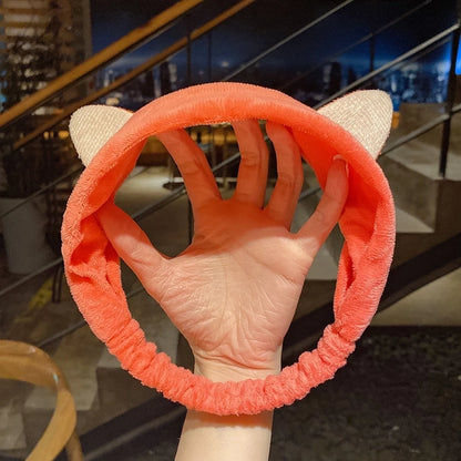 Cat Ears Hair Band Hair Band Korean Plush Internet Celebrity Rabbit Ear Hair Accessories Bow Face Wash Hair Band