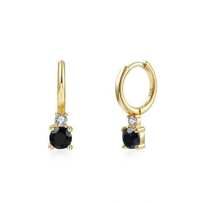 1 Pair IG Style Shiny Geometric Inlay Copper Zircon Gold Plated Drop Earrings