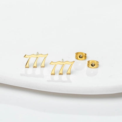 1 Pair Minimalist Number Plating Hollow Out 304 Stainless Steel 18K Gold Plated Ear Studs