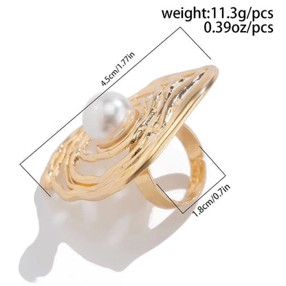 Casual Solid Color Streetwear Geometric Imitation Pearl Alloy Women's Rings