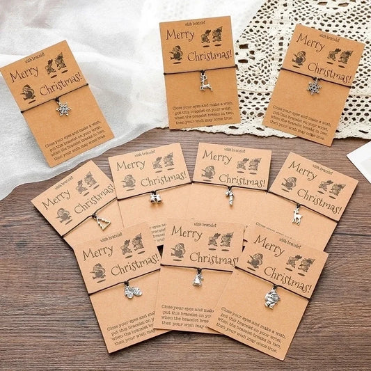 Europe And America Christmas Alloy Pendant Hand Woven Bracelet