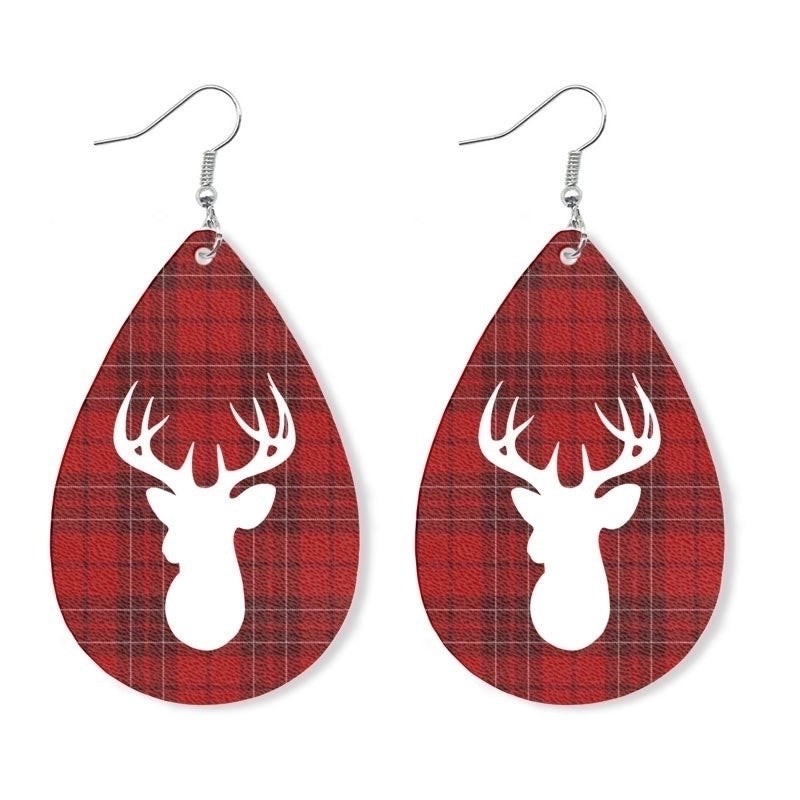 1 Pair Minimalist Classic Style Streetwear Christmas Tree Water Droplets Snowflake Pu Leather Drop Earrings
