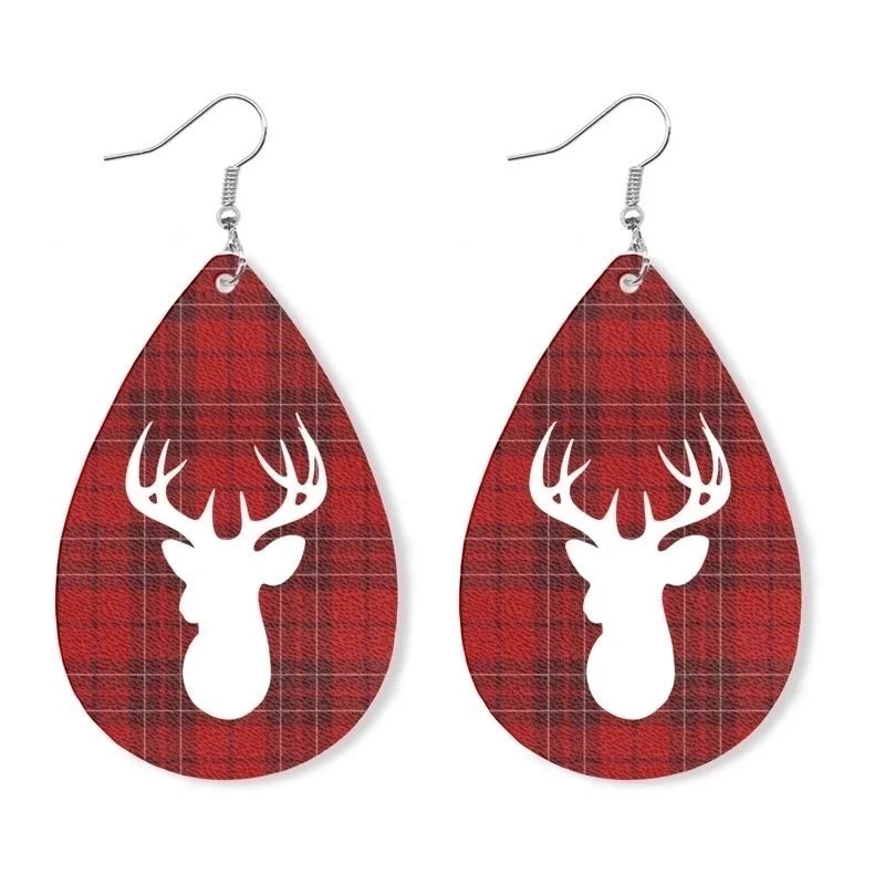 1 Pair Minimalist Classic Style Streetwear Christmas Tree Water Droplets Snowflake Pu Leather Drop Earrings